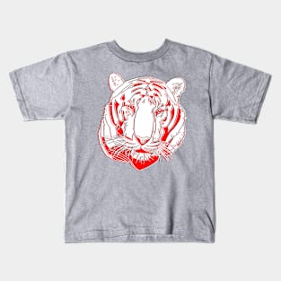 Chinese Tiger Head Feline portrait Wildcat face profile Kids T-Shirt